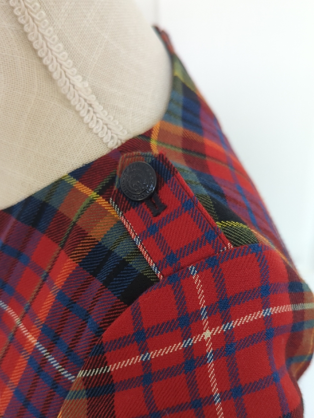 Vintage Brooks Brother Red Plaid Short Sleeve Fit-and-Flare Wool Dress - Picture 5 of 10